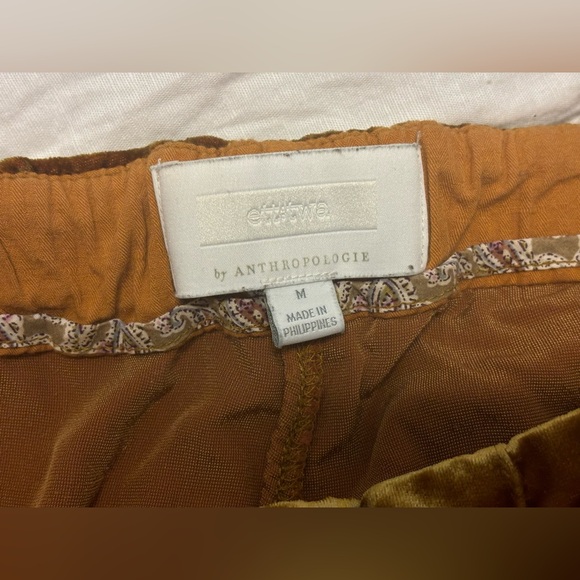 Mustard Gold Anthropologie’s Ett:Twa cropped crushed velvet harem jogger pants M - Picture 4 of 7